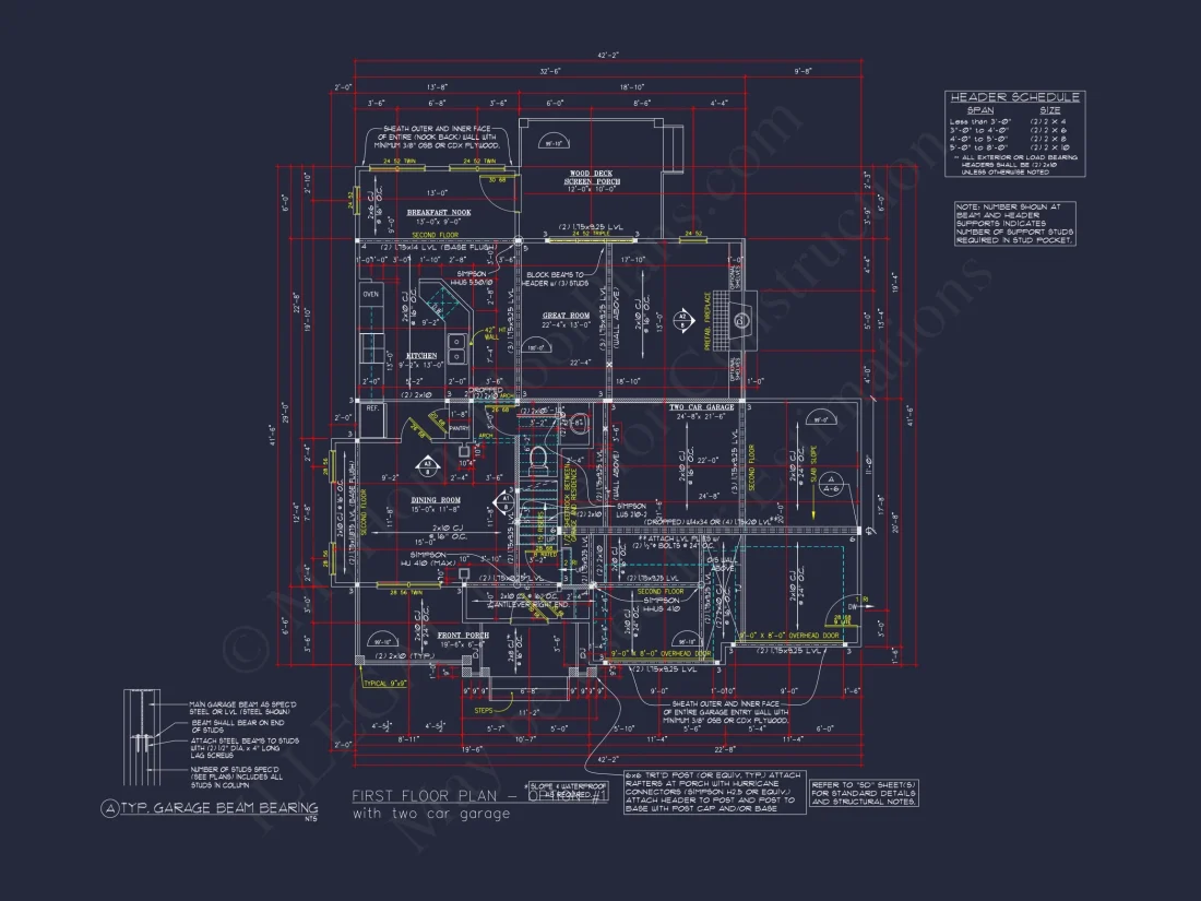Beautiful 2-Story house Floor Plan with 3 Bedrooms and CAD Designs