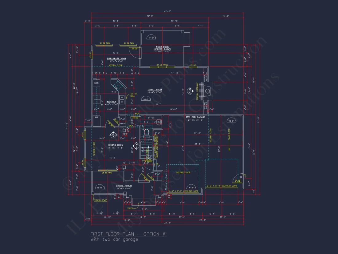 Beautiful 2-Story house Floor Plan with 3 Bedrooms and CAD Designs