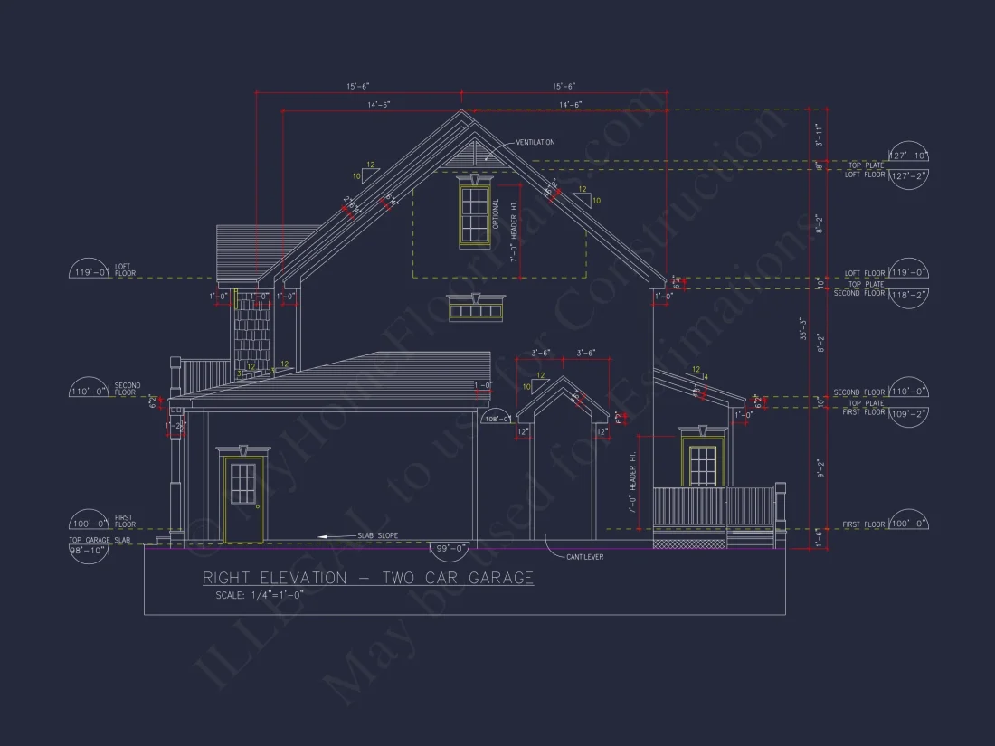 Beautiful 2-Story house Floor Plan with 3 Bedrooms and CAD Designs