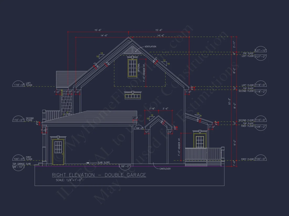 Beautiful 2-Story house Floor Plan with 3 Bedrooms and CAD Designs