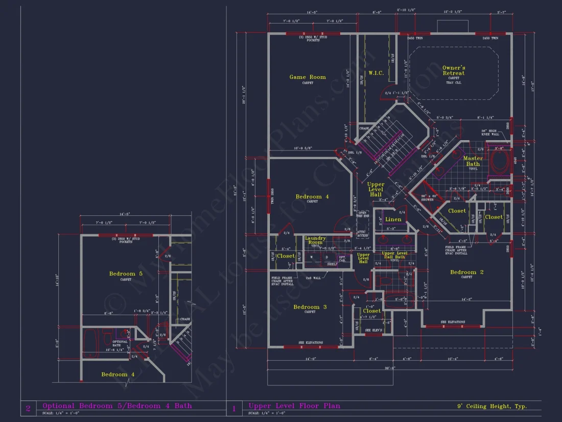 Beautiful 2-Story house Plan with 4 Bedrooms and CAD Blueprints