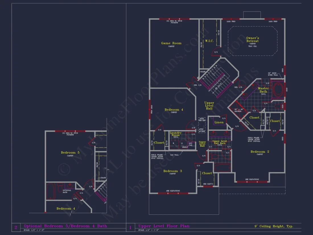 Beautiful 2-Story house Plan with 4 Bedrooms and CAD Blueprints