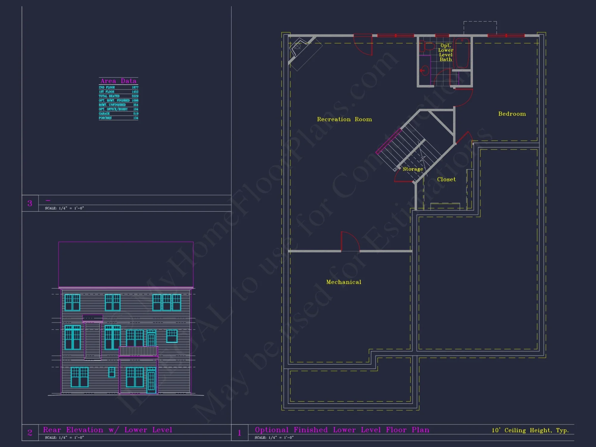 Beautiful 2-Story house Plan with 4 Bedrooms and CAD Blueprints