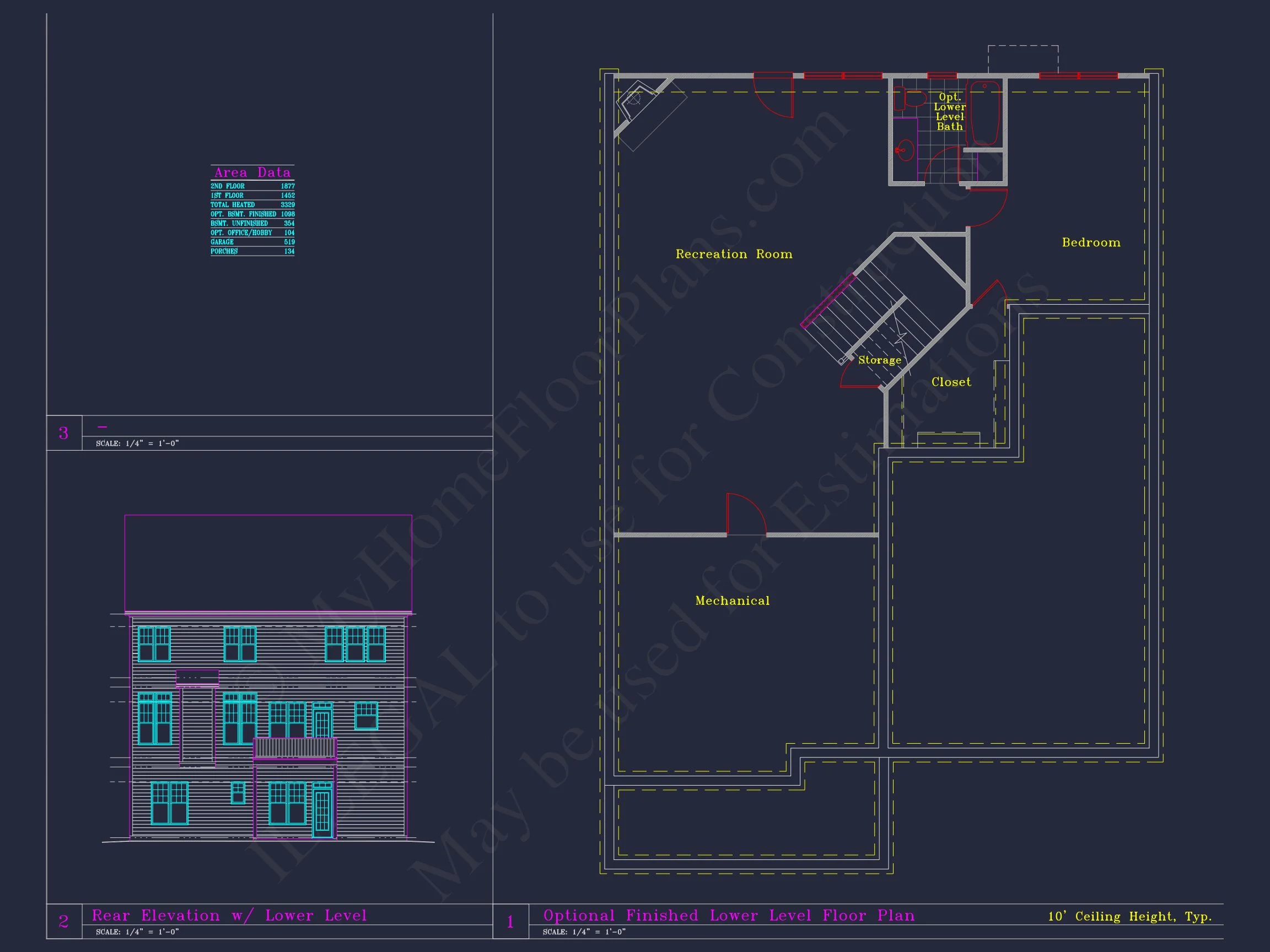 Beautiful 2-Story house Plan with 4 Bedrooms and CAD Blueprints