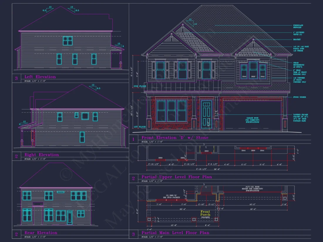 Beautiful 2-Story house Plan with 4 Bedrooms and CAD Blueprints