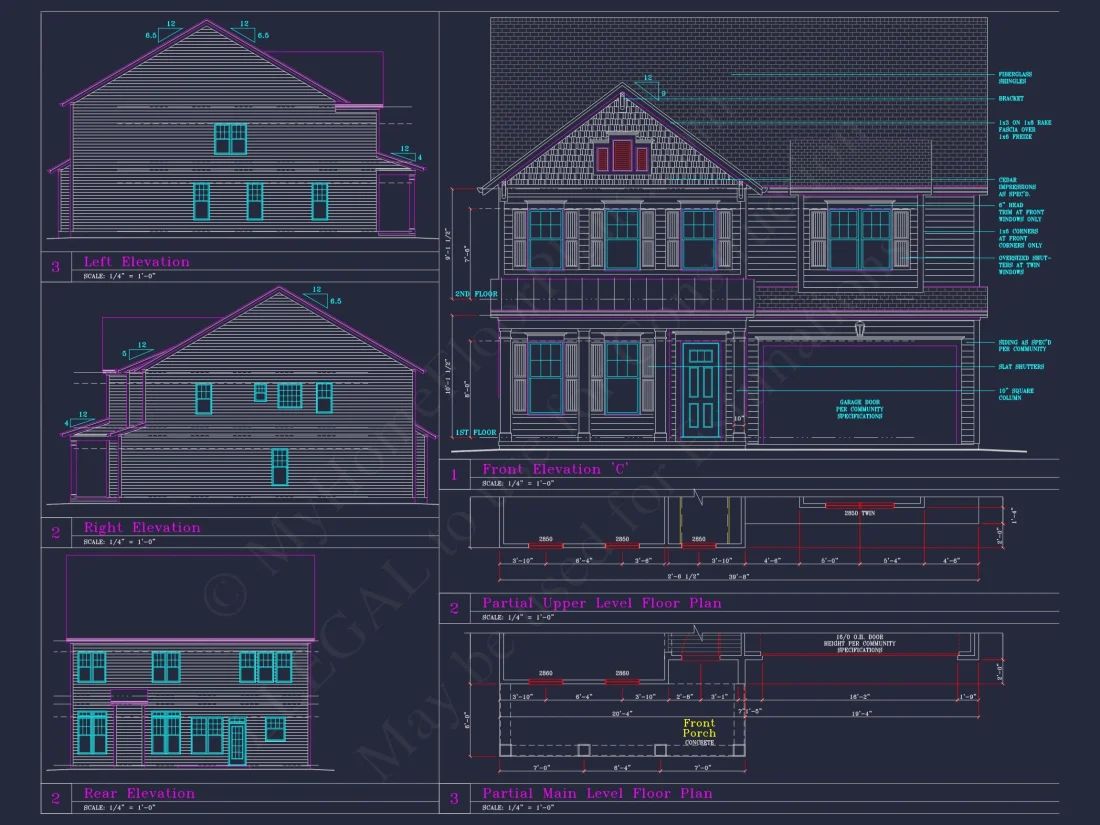 Beautiful 2-Story house Plan with 4 Bedrooms and CAD Blueprints