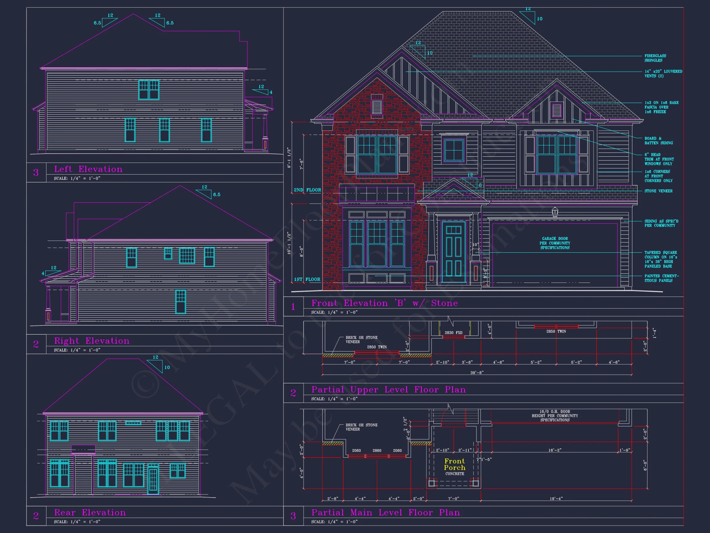 Beautiful 2-Story house Plan with 4 Bedrooms and CAD Blueprints