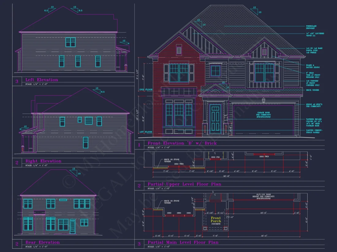 Beautiful 2-Story house Plan with 4 Bedrooms and CAD Blueprints