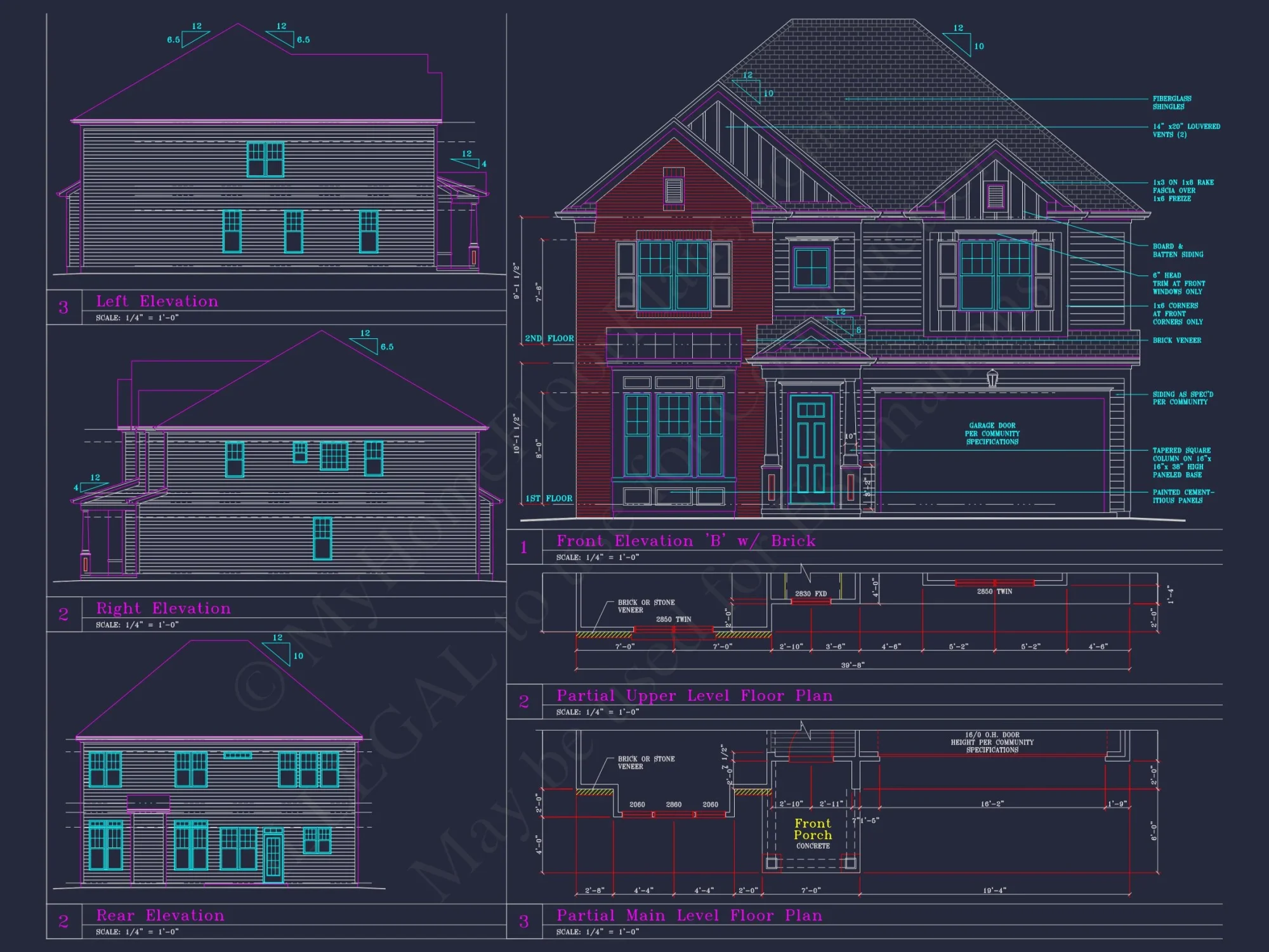 Beautiful 2-Story house Plan with 4 Bedrooms and CAD Blueprints