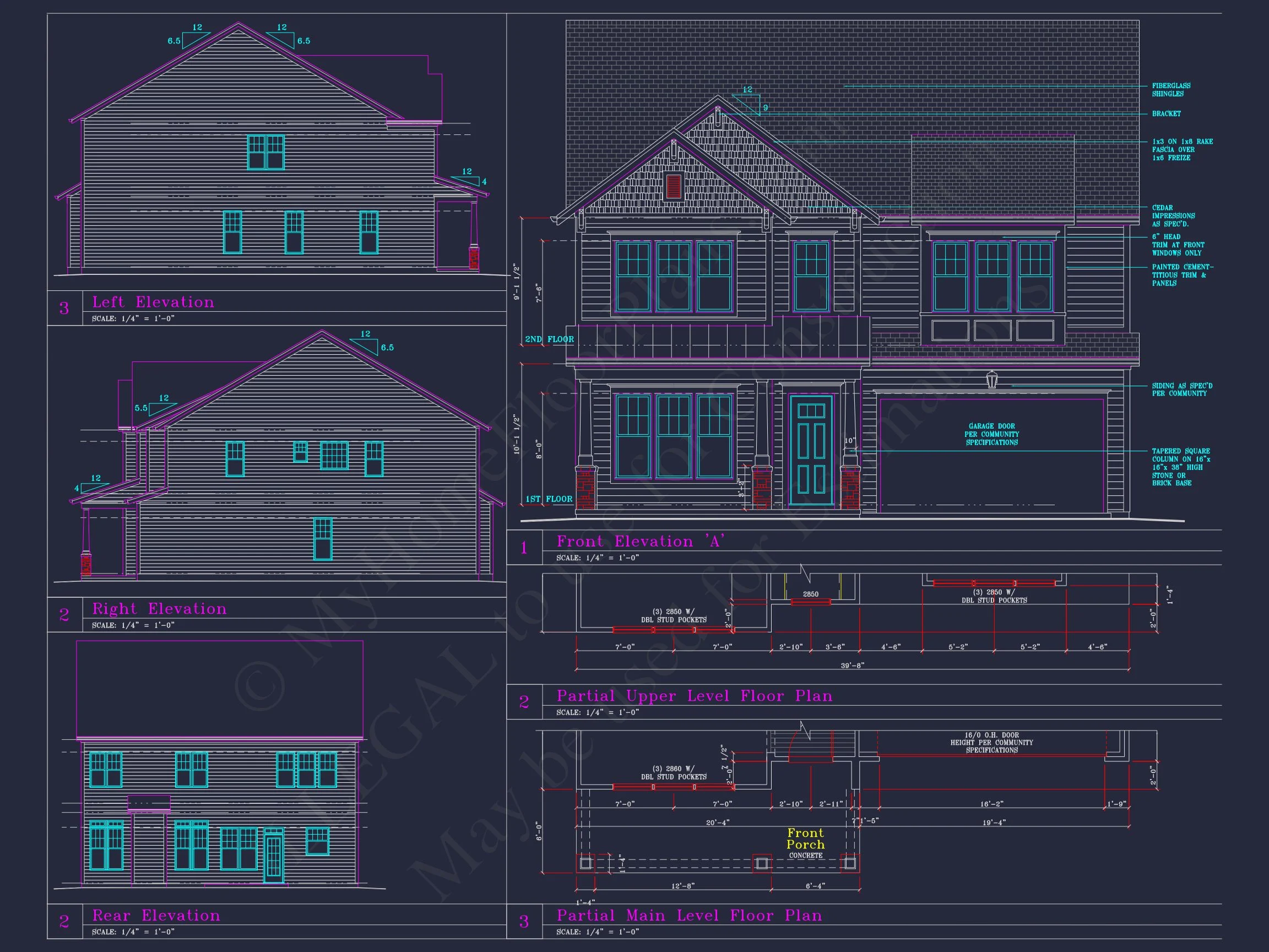 Beautiful 2-Story house Plan with 4 Bedrooms and CAD Blueprints