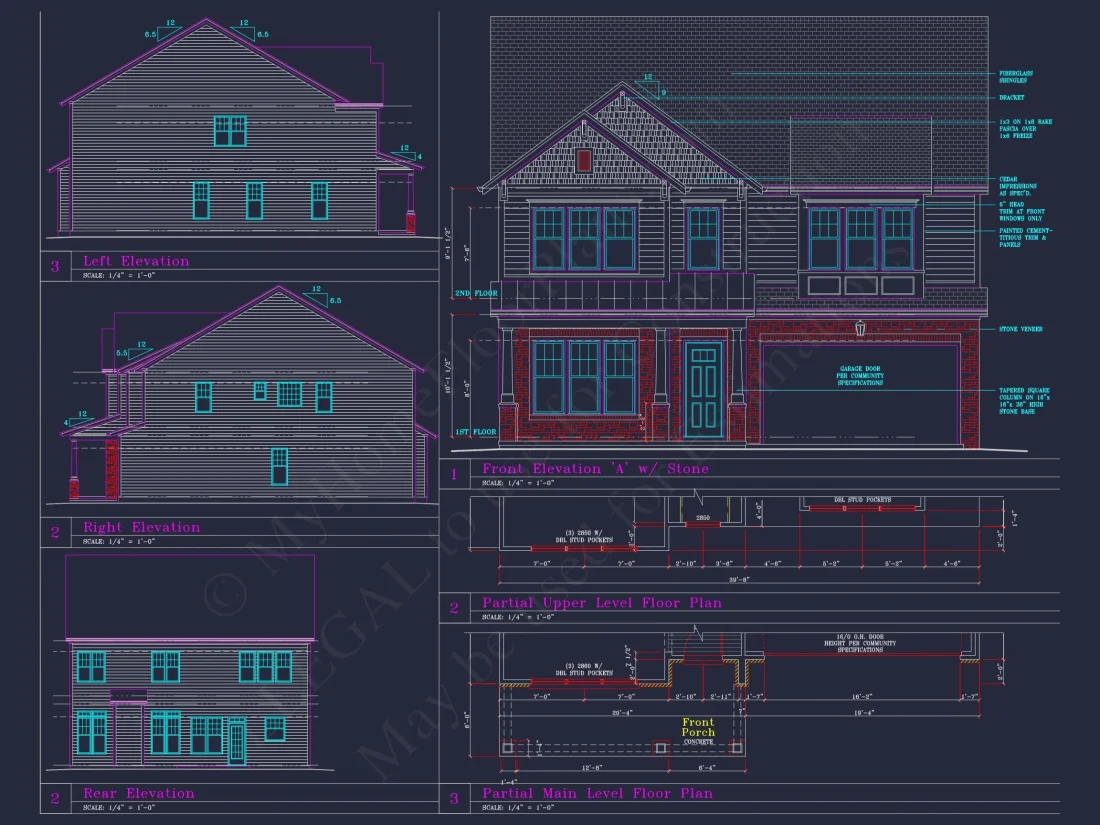 Beautiful 2-Story house Plan with 4 Bedrooms and CAD Blueprints