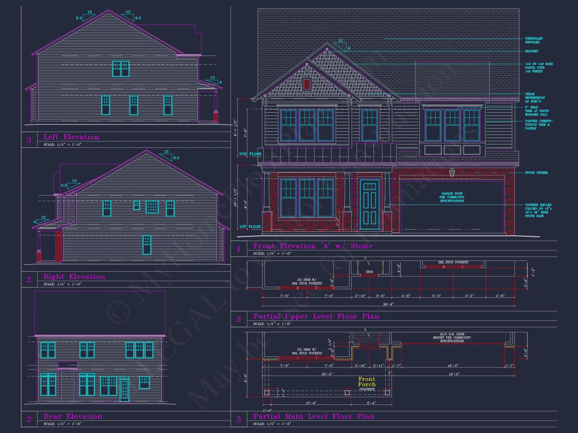 Beautiful 2-Story house Plan with 4 Bedrooms and CAD Blueprints