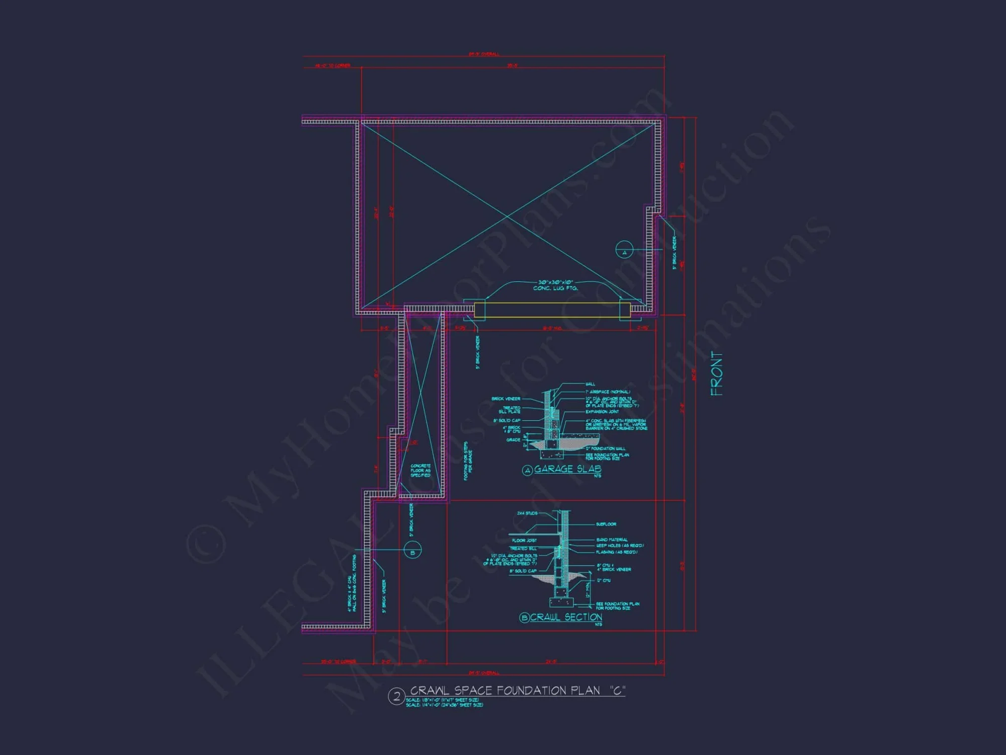 Modern 2-Story house Design with 3 Bedrooms and Garage – CAD Blueprint