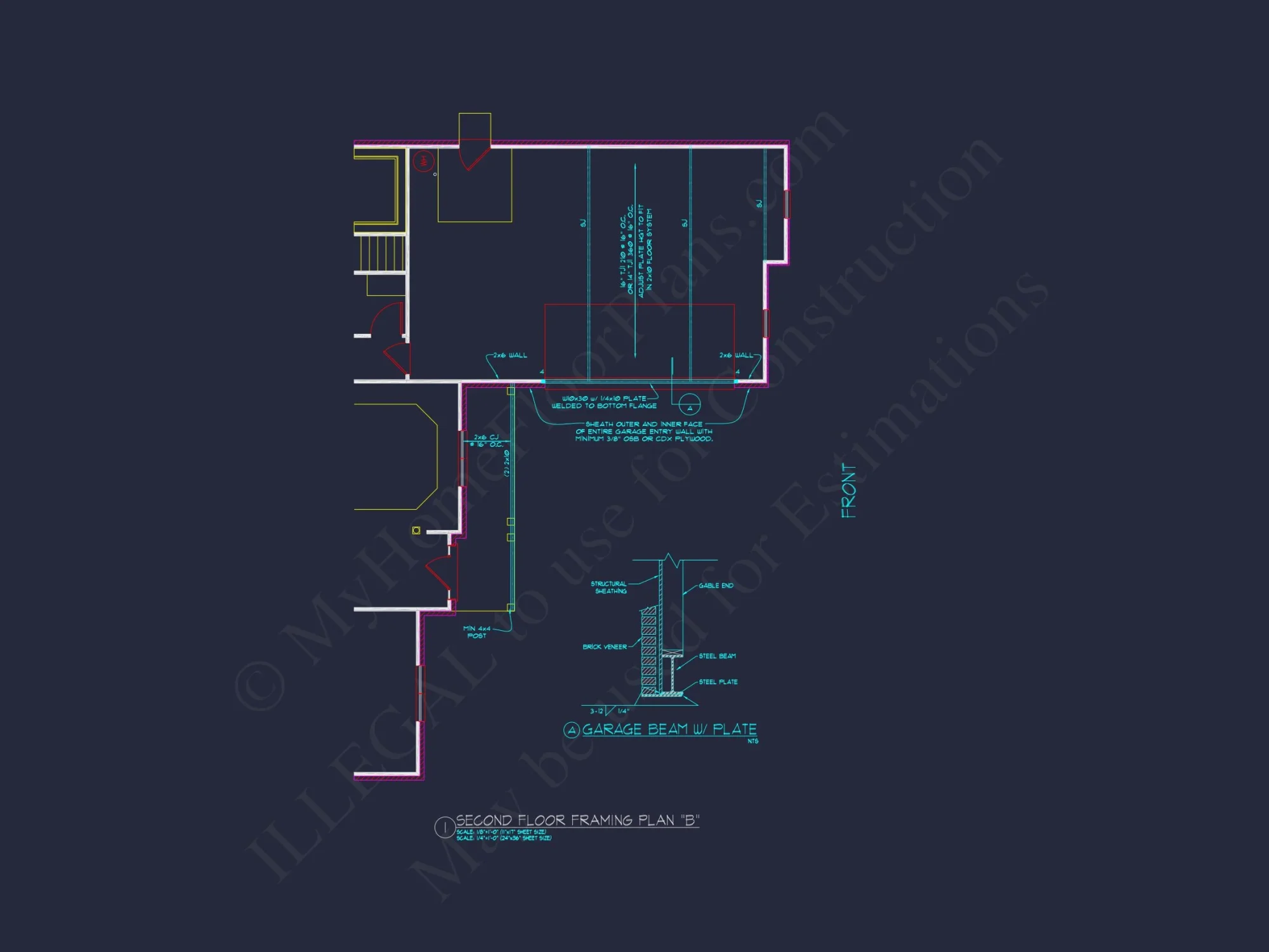 Modern 2-Story house Design with 3 Bedrooms and Garage – CAD Blueprint