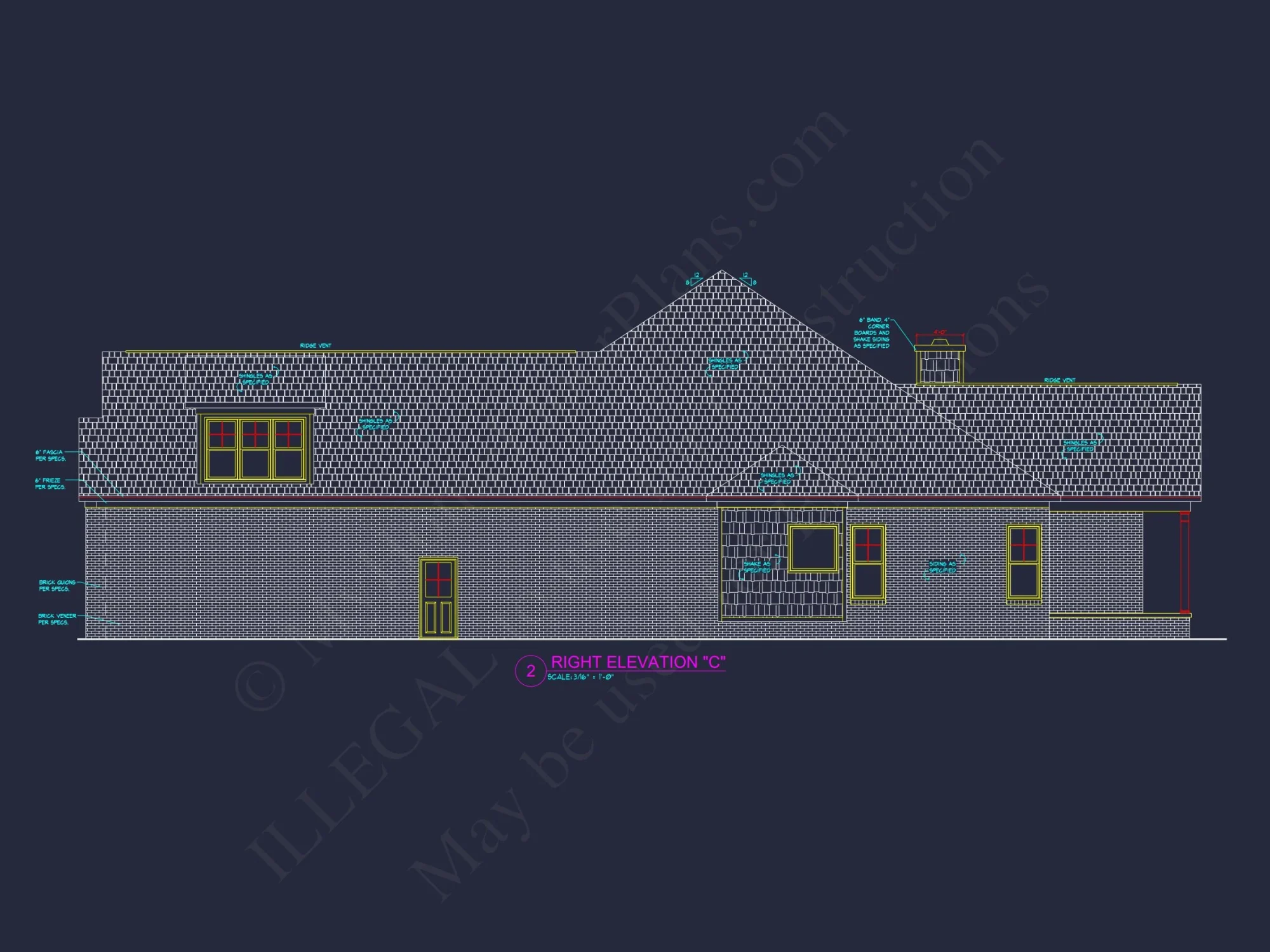 Modern 2-Story house Design with 3 Bedrooms and Garage – CAD Blueprint