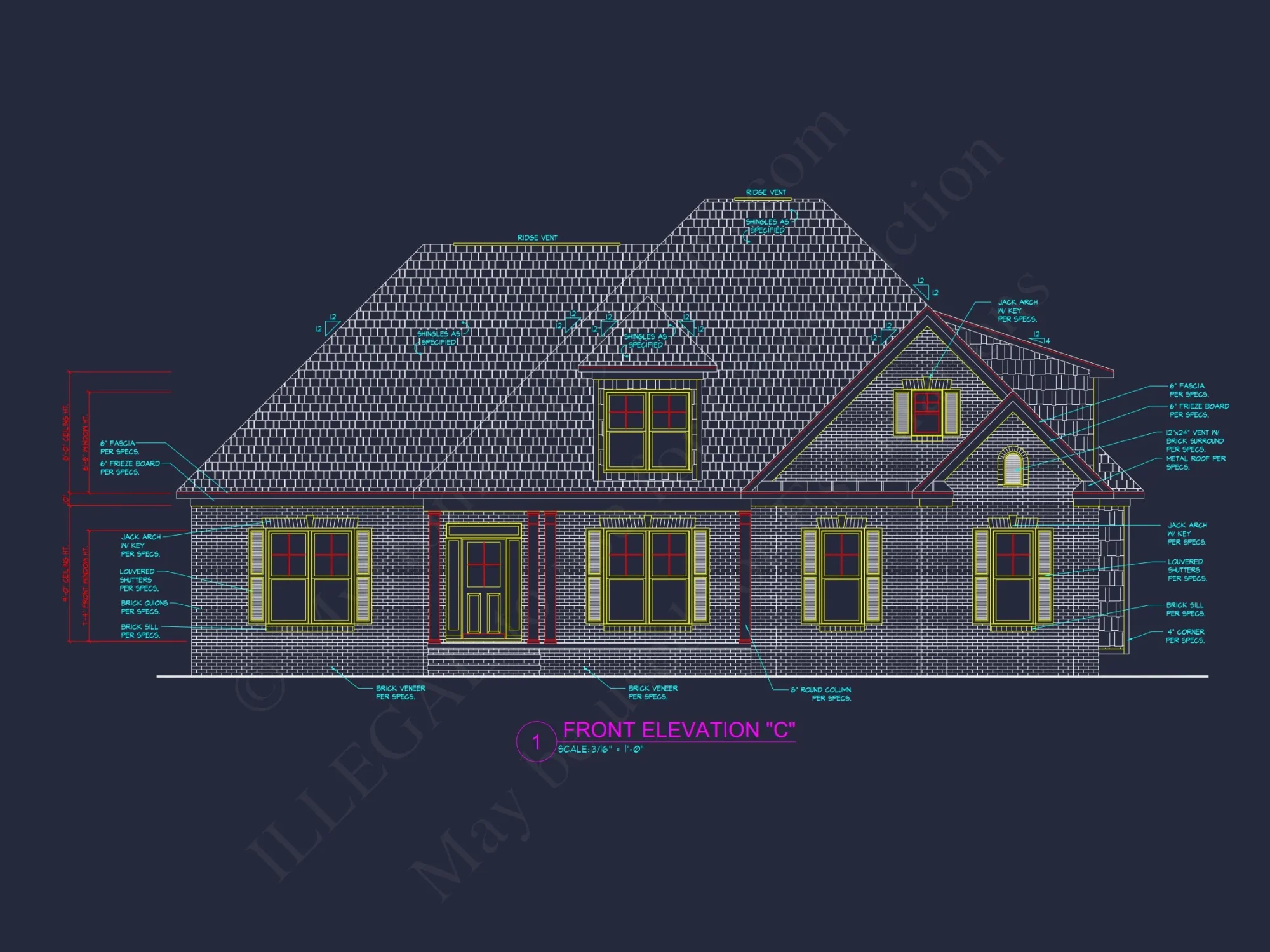 Modern 2-Story house Design with 3 Bedrooms and Garage – CAD Blueprint