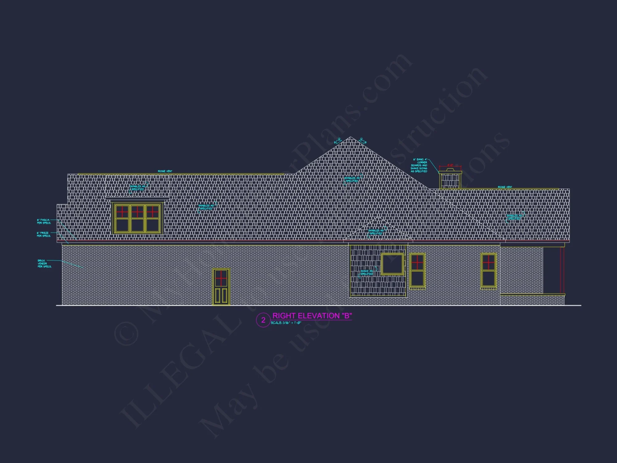 Modern 2-Story house Design with 3 Bedrooms and Garage – CAD Blueprint