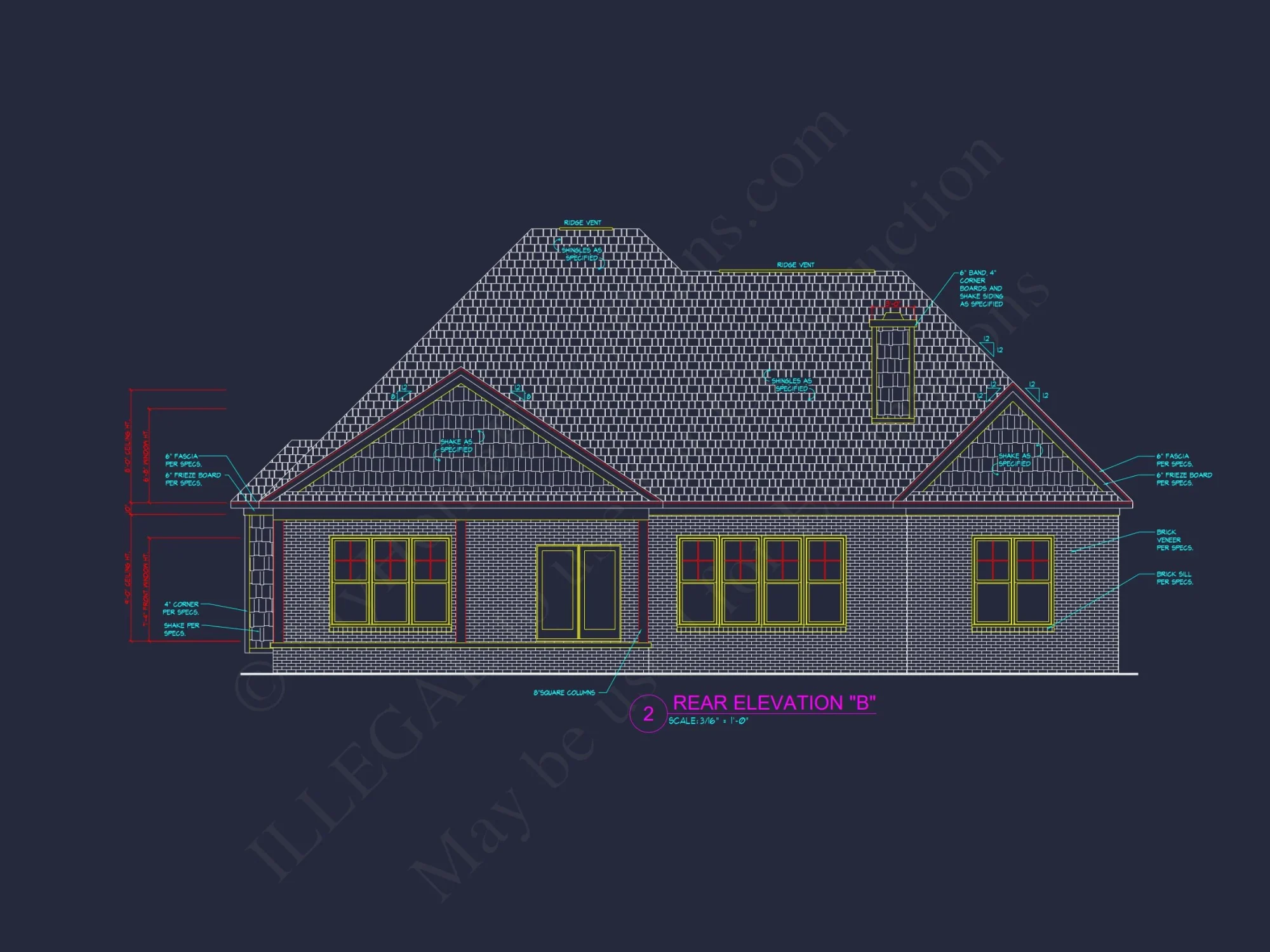Modern 2-Story house Design with 3 Bedrooms and Garage – CAD Blueprint