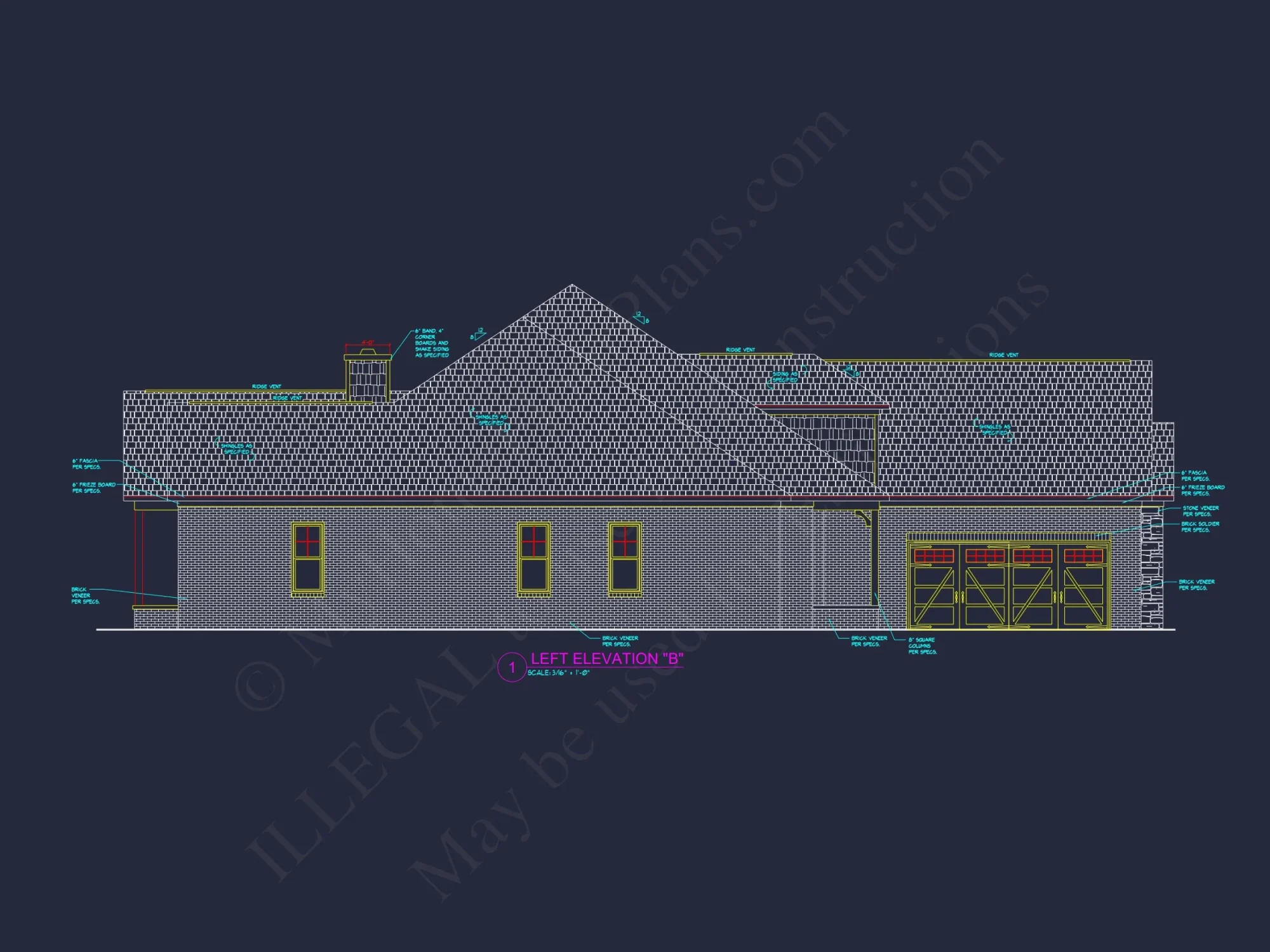 Modern 2-Story house Design with 3 Bedrooms and Garage – CAD Blueprint