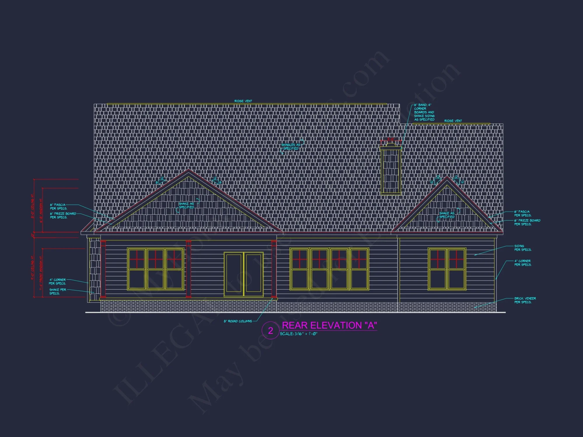 Modern 2-Story house Design with 3 Bedrooms and Garage – CAD Blueprint