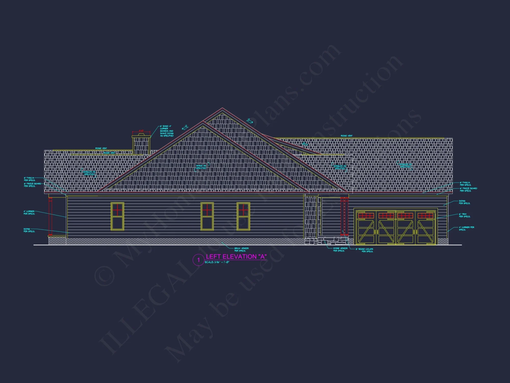 Modern 2-Story house Design with 3 Bedrooms and Garage – CAD Blueprint