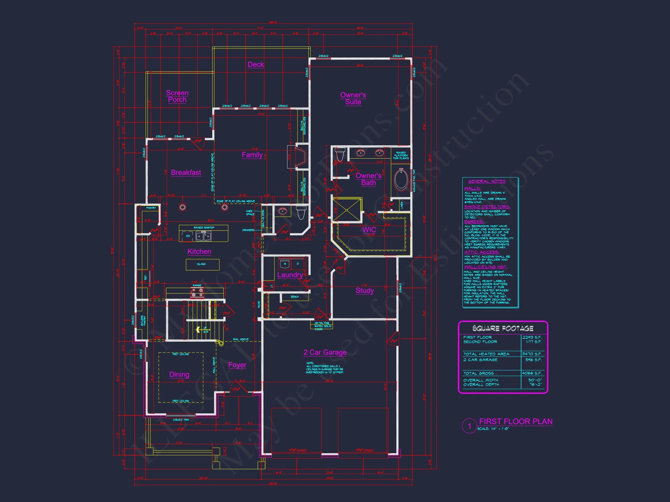 8-1317 HOUSE PLAN - 2-story house plan with 3,470 heated sq. ft. 12 Two-Story 4 Bedroom house Plan with Open Floor Designs