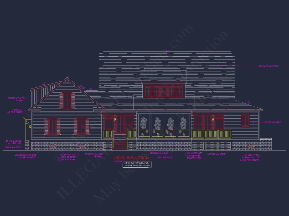 "Colonial-style 2-story elegant house plan with detailed CAD designs"