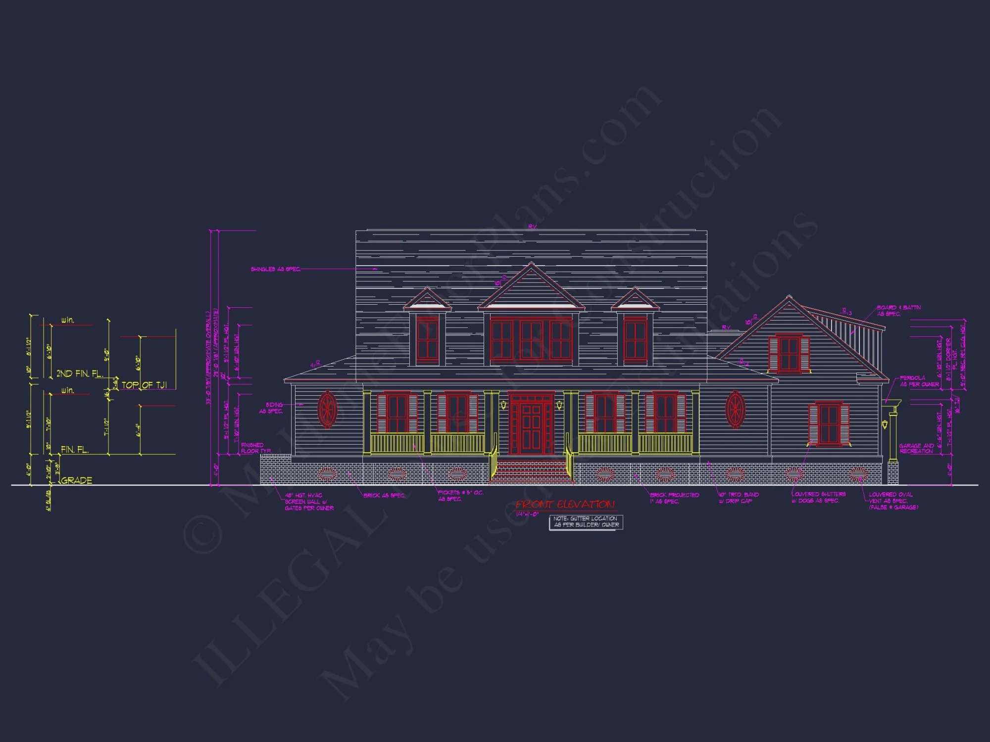 "Two-story elegant colonial style house plan with CAD designs"