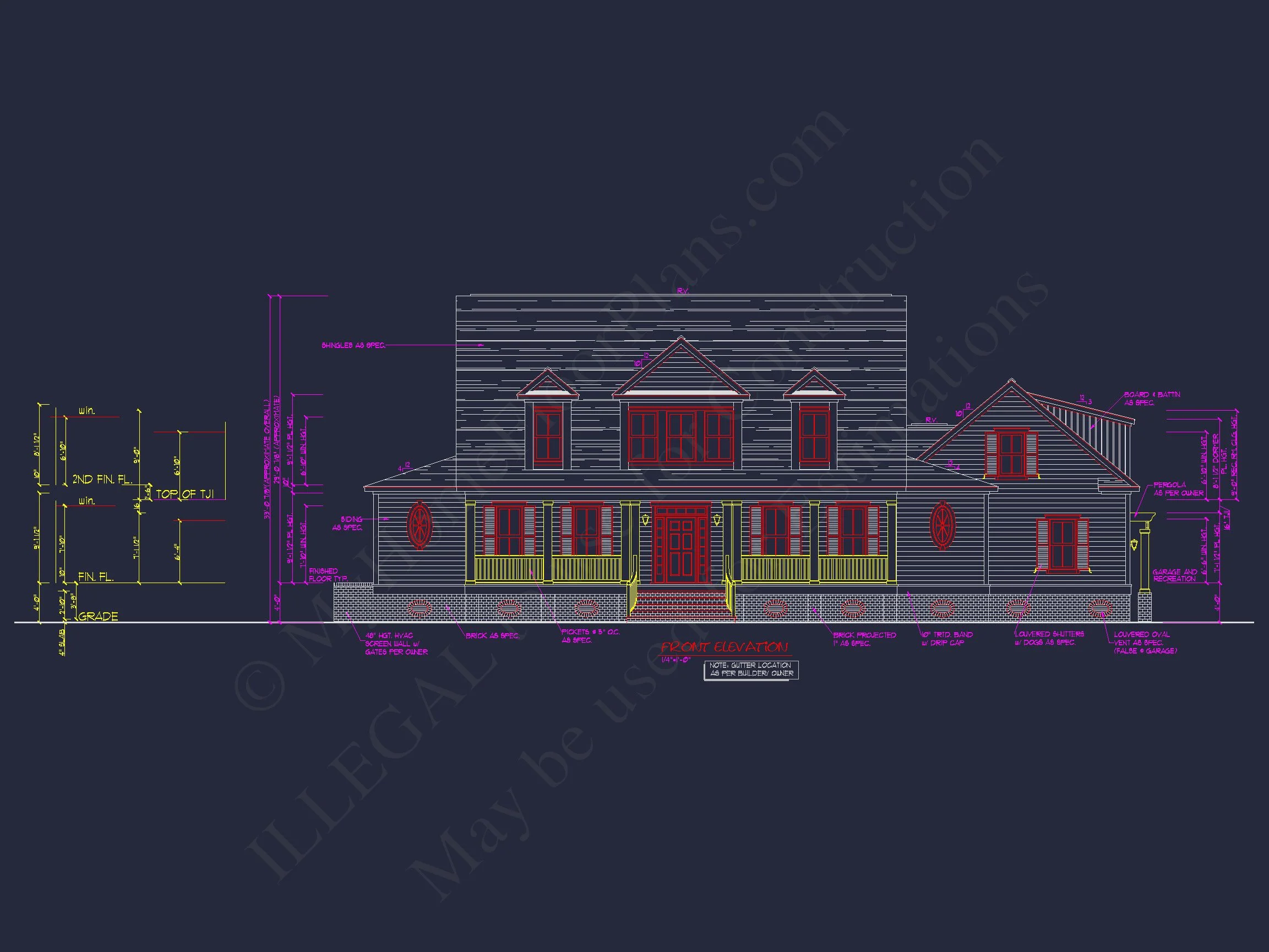 "Two-story elegant colonial style house plan with CAD designs"