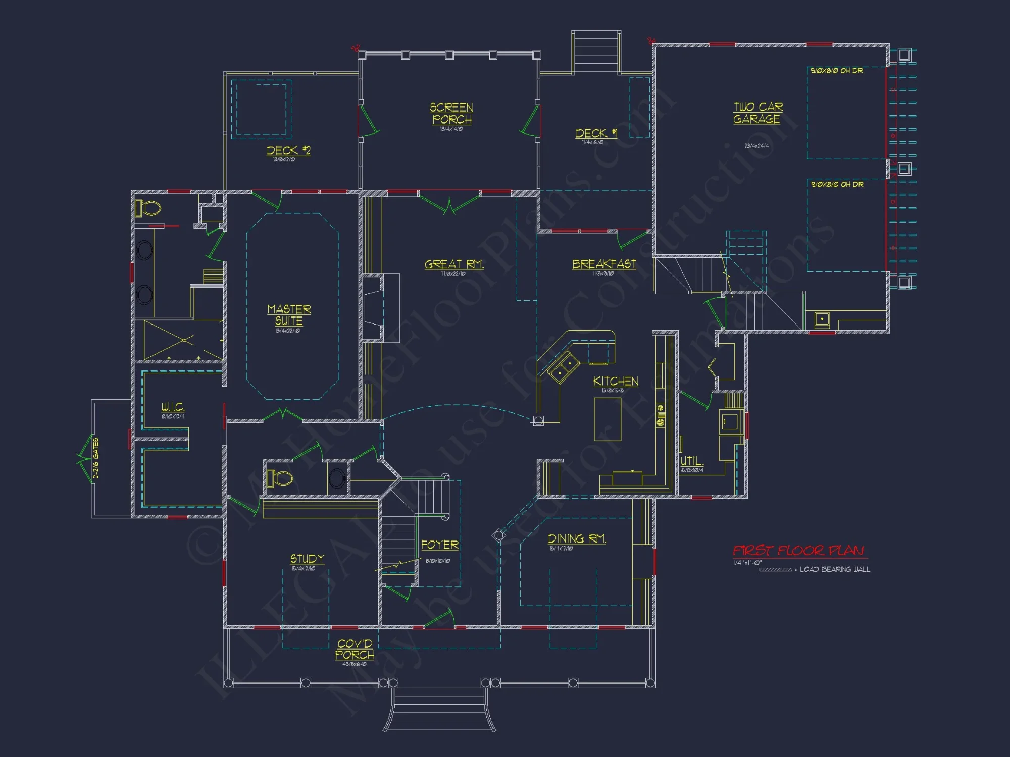 "Two-story elegant colonial style house plan with CAD design features"