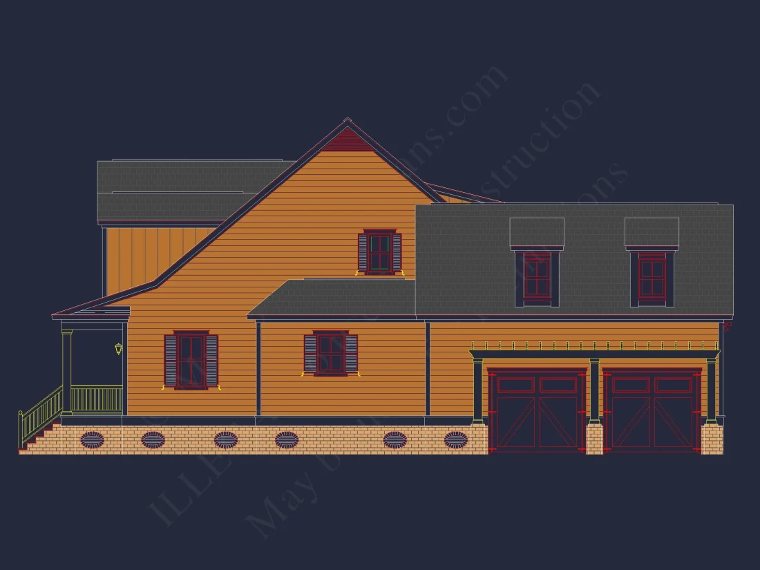 "Elegant 2-story colonial style house plan with CAD designs"