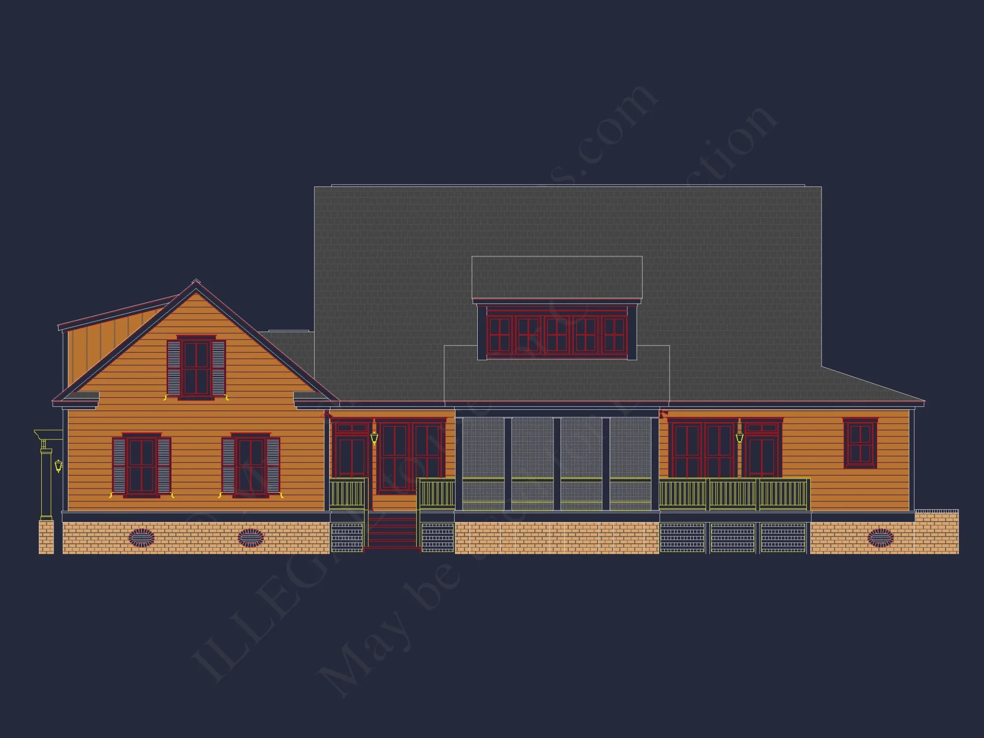 "2-story elegant colonial style house plan with CAD designs"