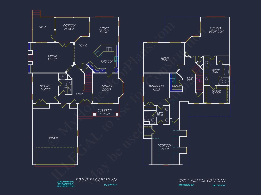 Craftsman house Plan with Spacious Floor Design and CAD Blueprints