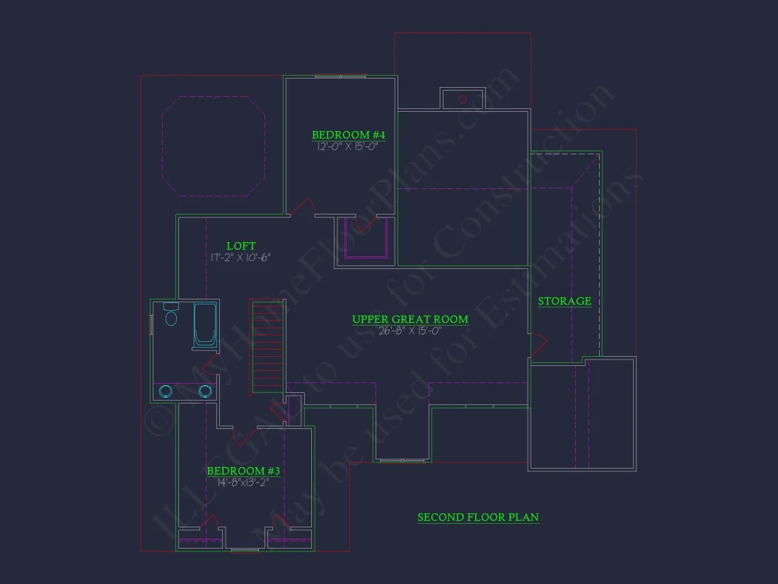 Elegant house Floor Plan: 2-Story Traditional Design with 4 Bedrooms