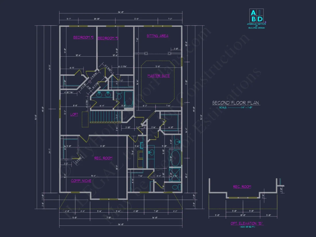 Classic Suburban house Plan with 2-Story Design and CAD Blueprint