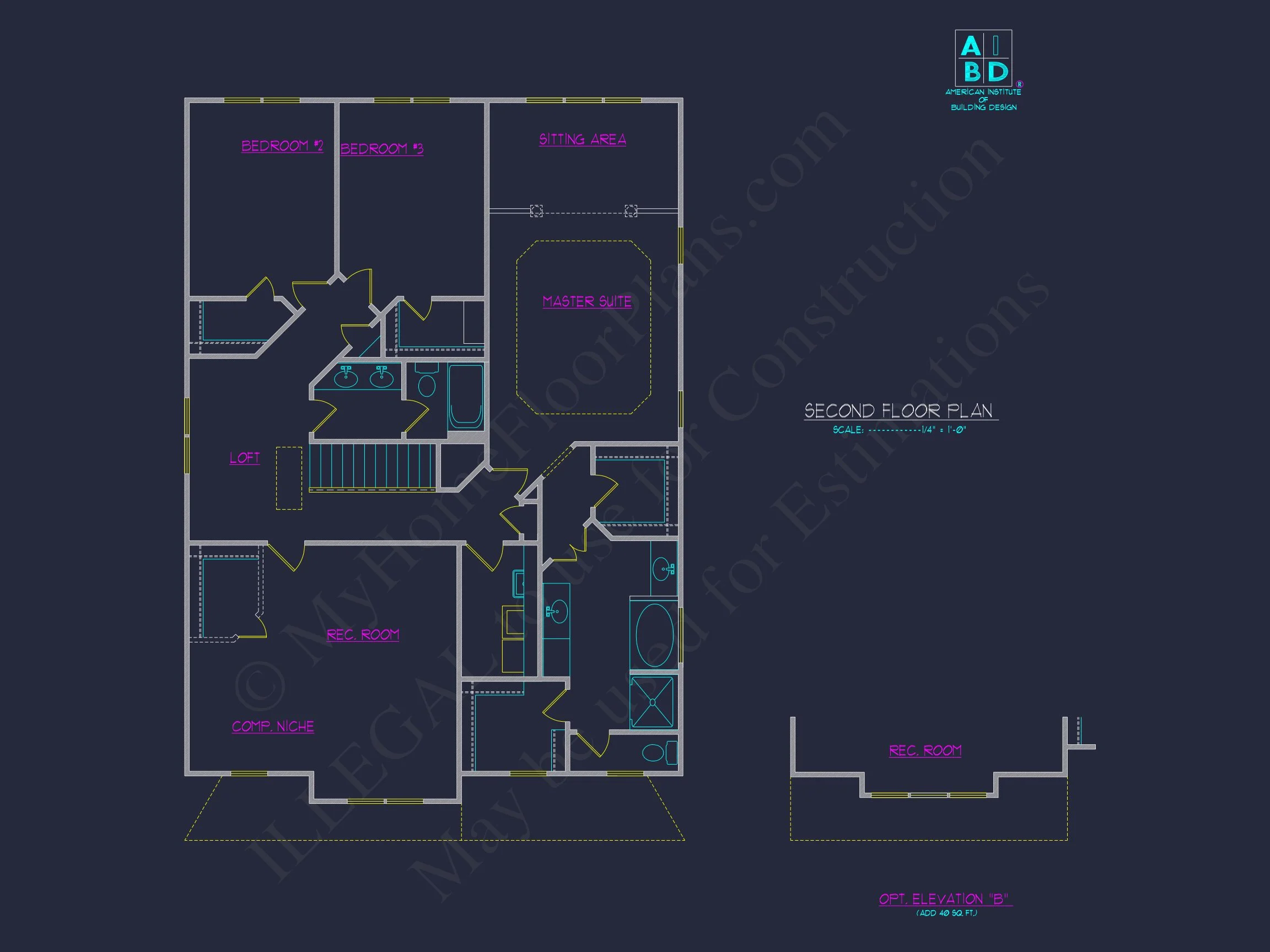 Classic Suburban house Plan with 2-Story Design and CAD Blueprint