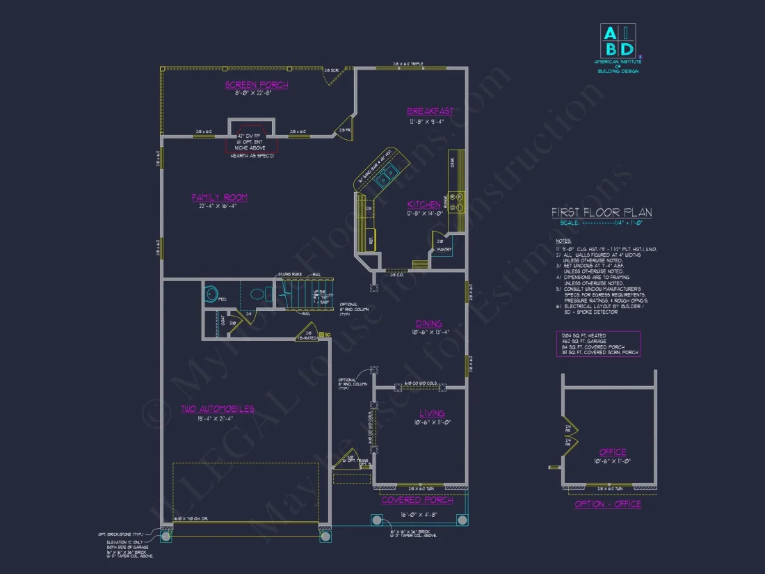 Classic Suburban house Plan with 2-Story Design and CAD Blueprint