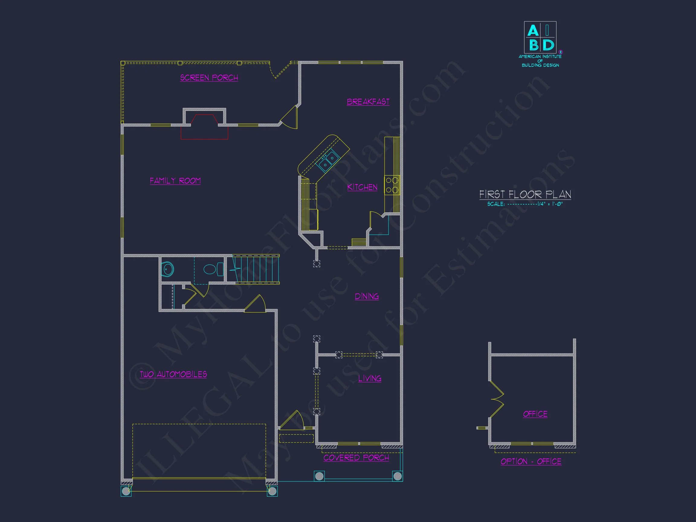 Classic Suburban house Plan with 2-Story Design and CAD Blueprint