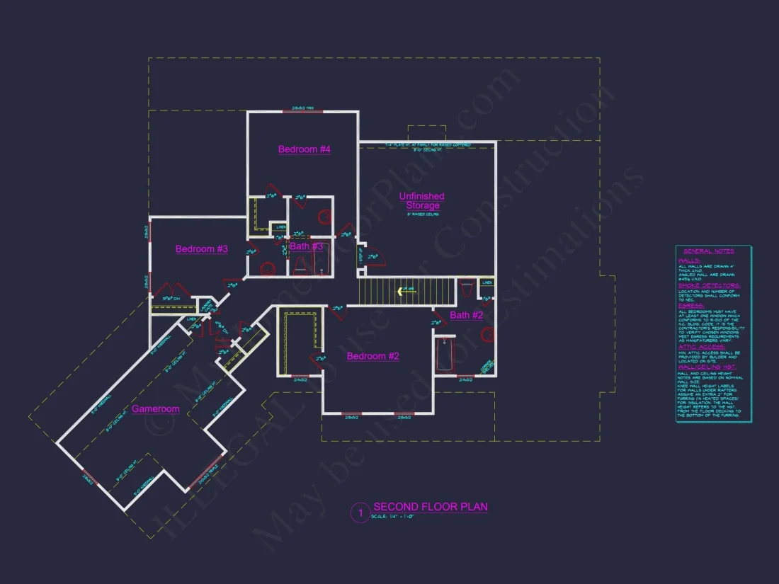 Stunning 2-Story house Plan with 3 Bedrooms and CAD Designs