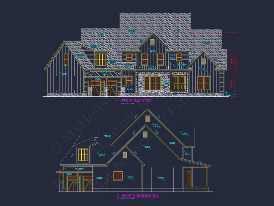 Stunning 2-Story house Plan with 3 Bedrooms and CAD Designs
