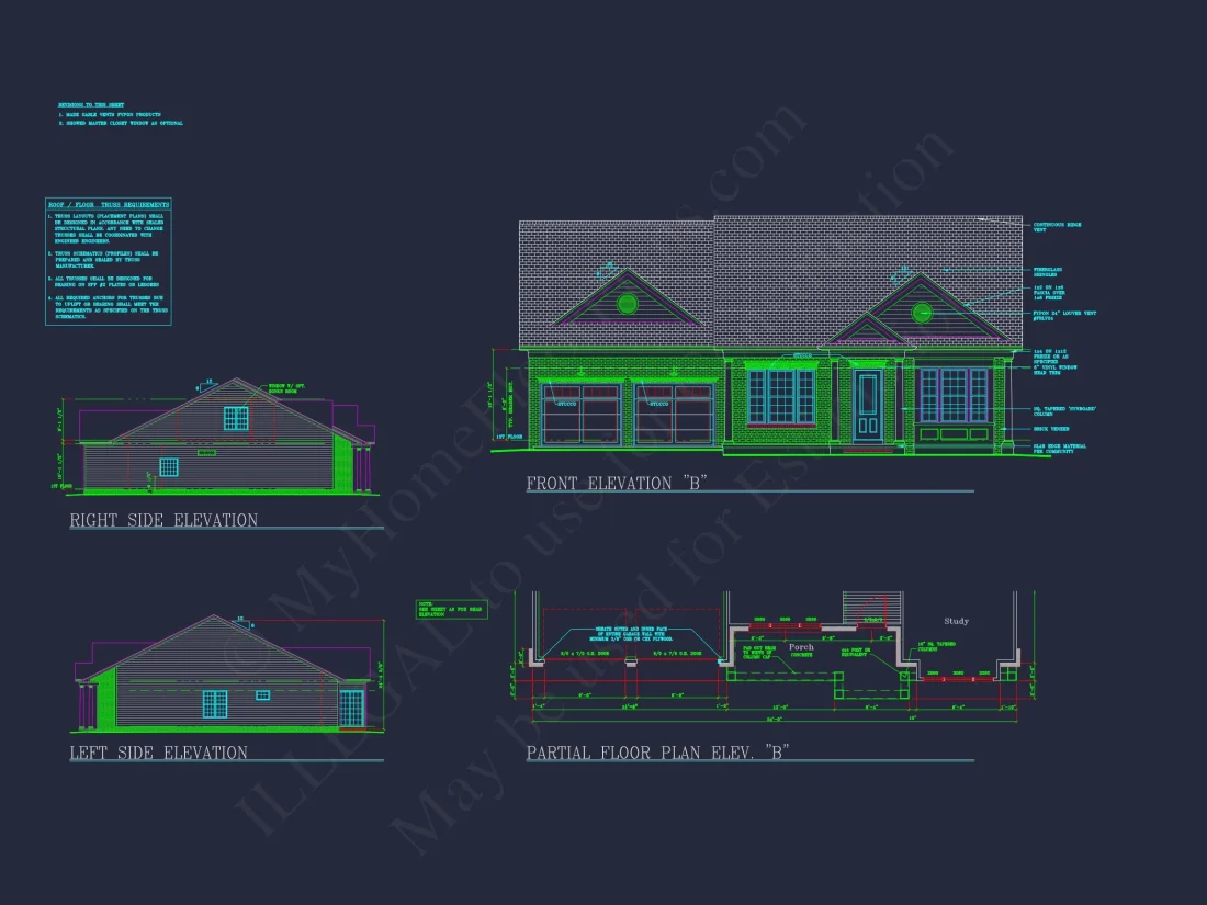 Traditional house Plan with CAD Blueprint