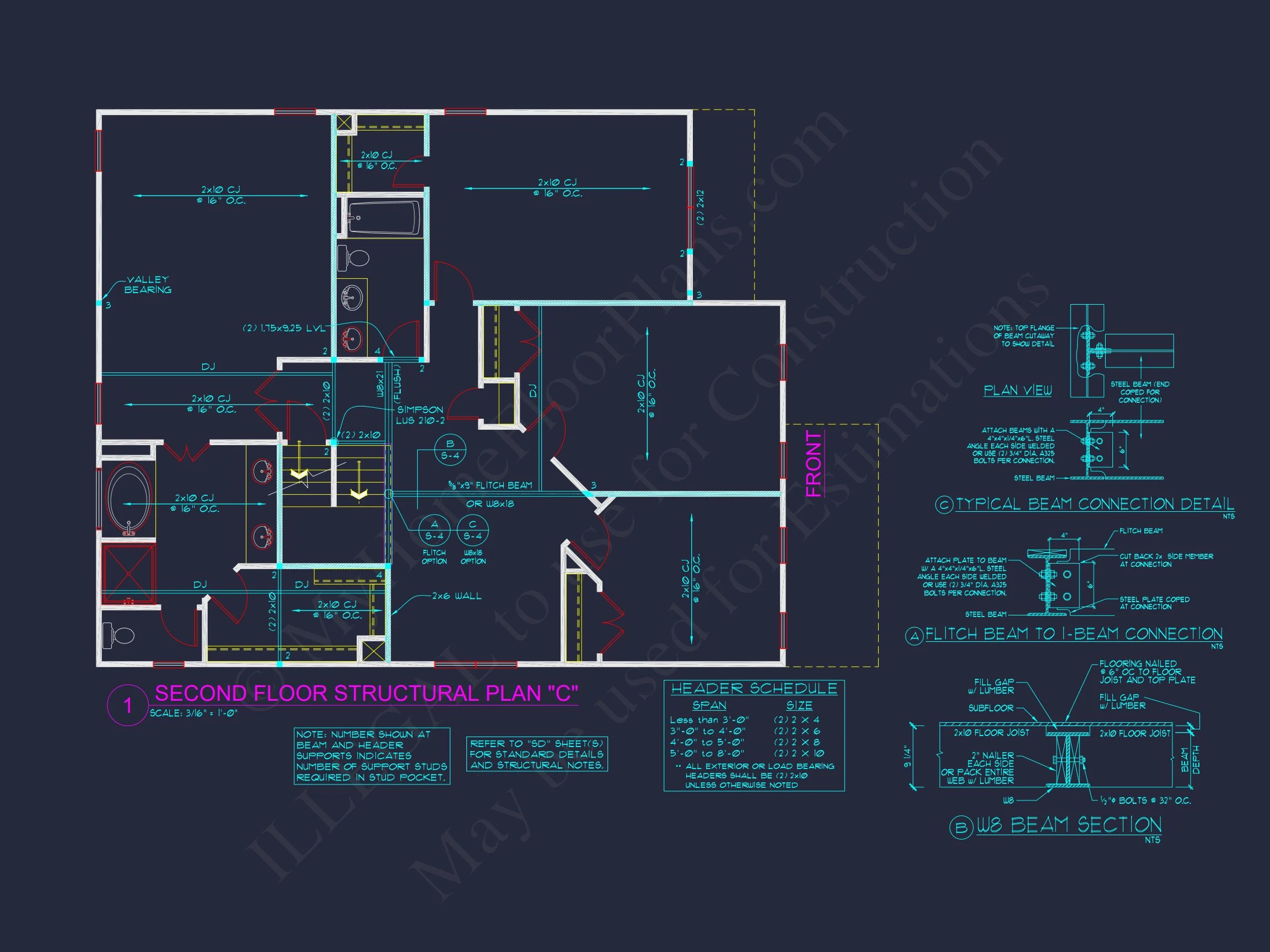 Craftsman house Plan with 4 Bedrooms, 3 Baths, and CAD Designs