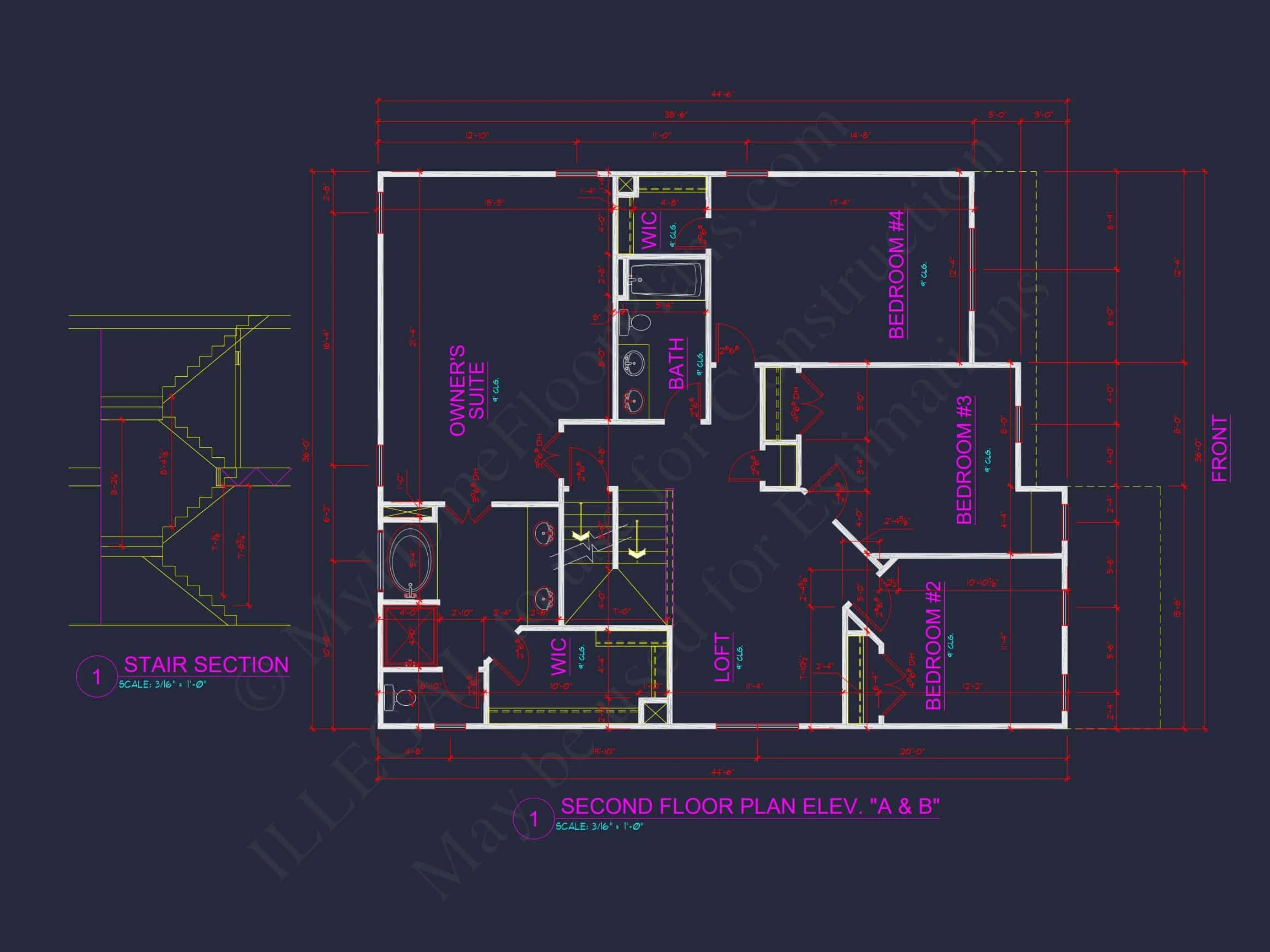 Craftsman house Plan with 4 Bedrooms, 3 Baths, and CAD Designs