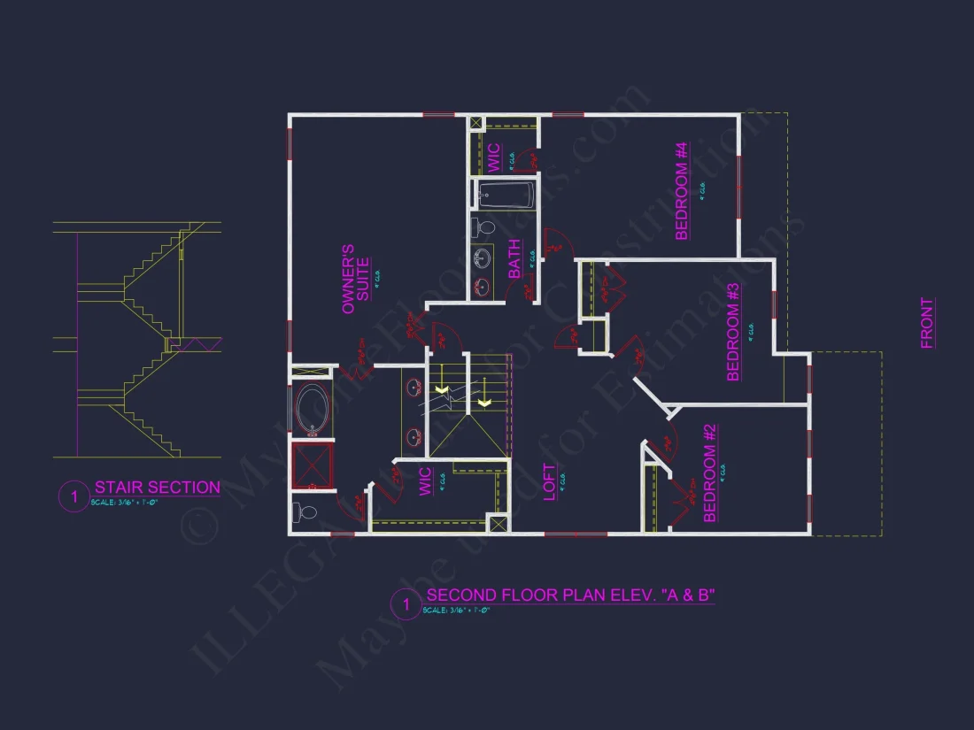 Craftsman house Plan with 4 Bedrooms, 3 Baths, and CAD Designs