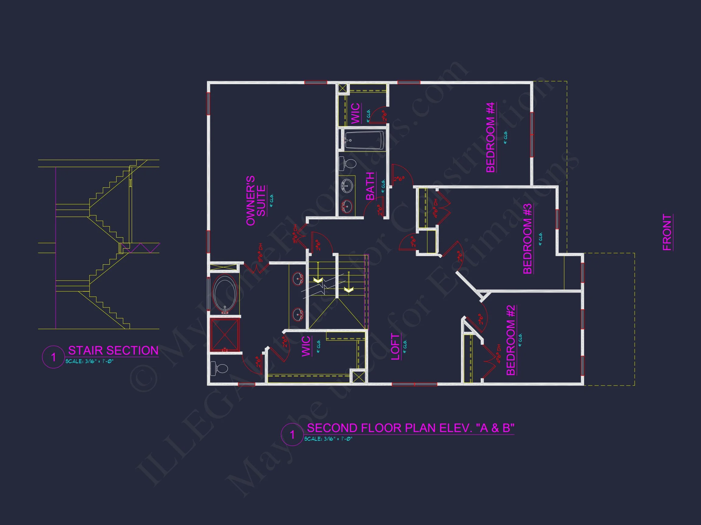 Craftsman house Plan with 4 Bedrooms, 3 Baths, and CAD Designs