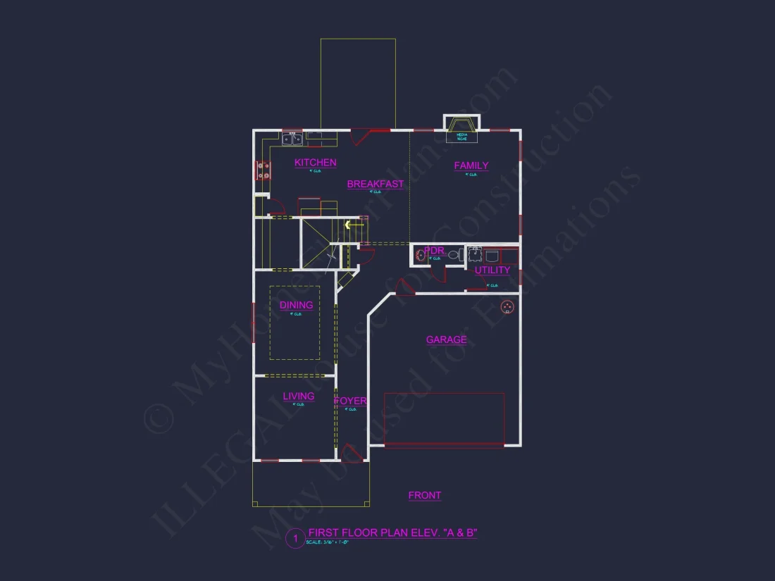 Craftsman house Plan with 4 Bedrooms, 3 Baths, and CAD Designs