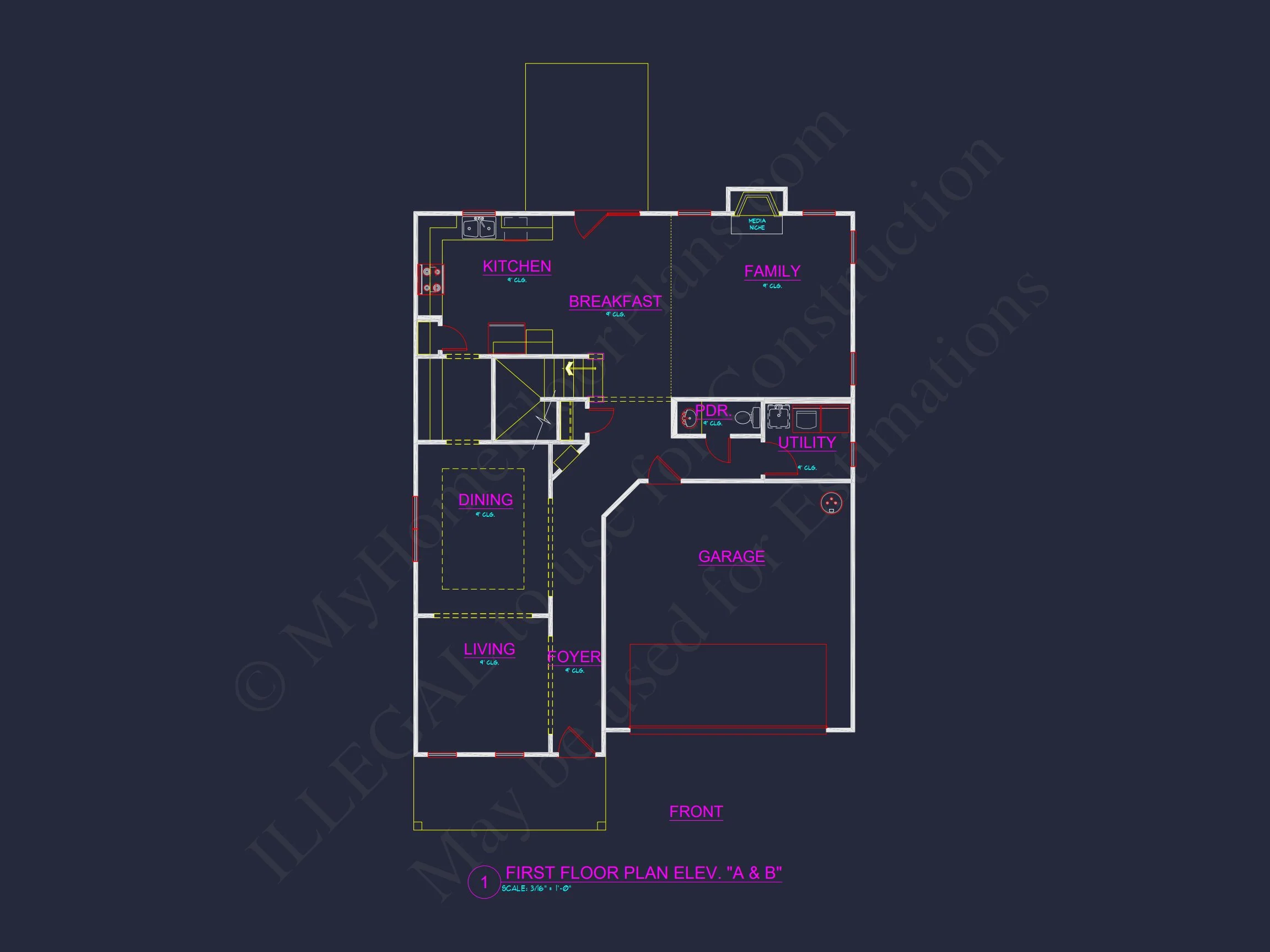 Craftsman house Plan with 4 Bedrooms, 3 Baths, and CAD Designs
