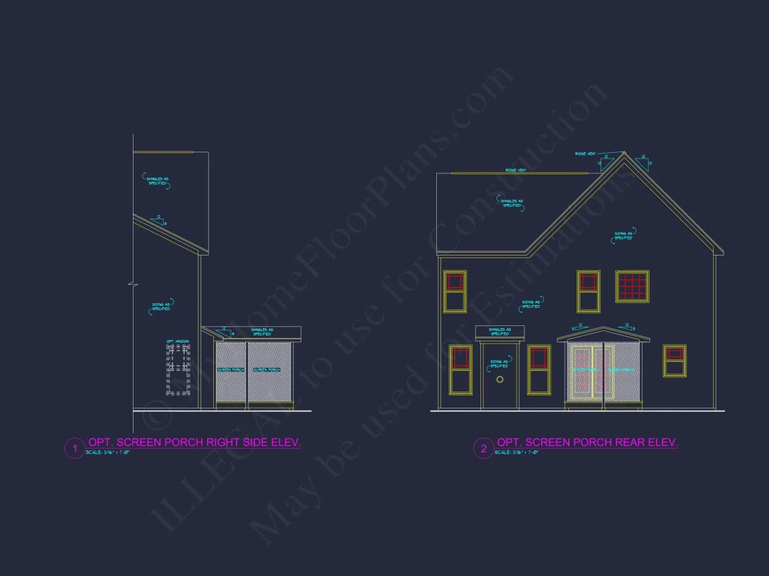 Craftsman house Plan with 4 Bedrooms, 3 Baths, and CAD Designs