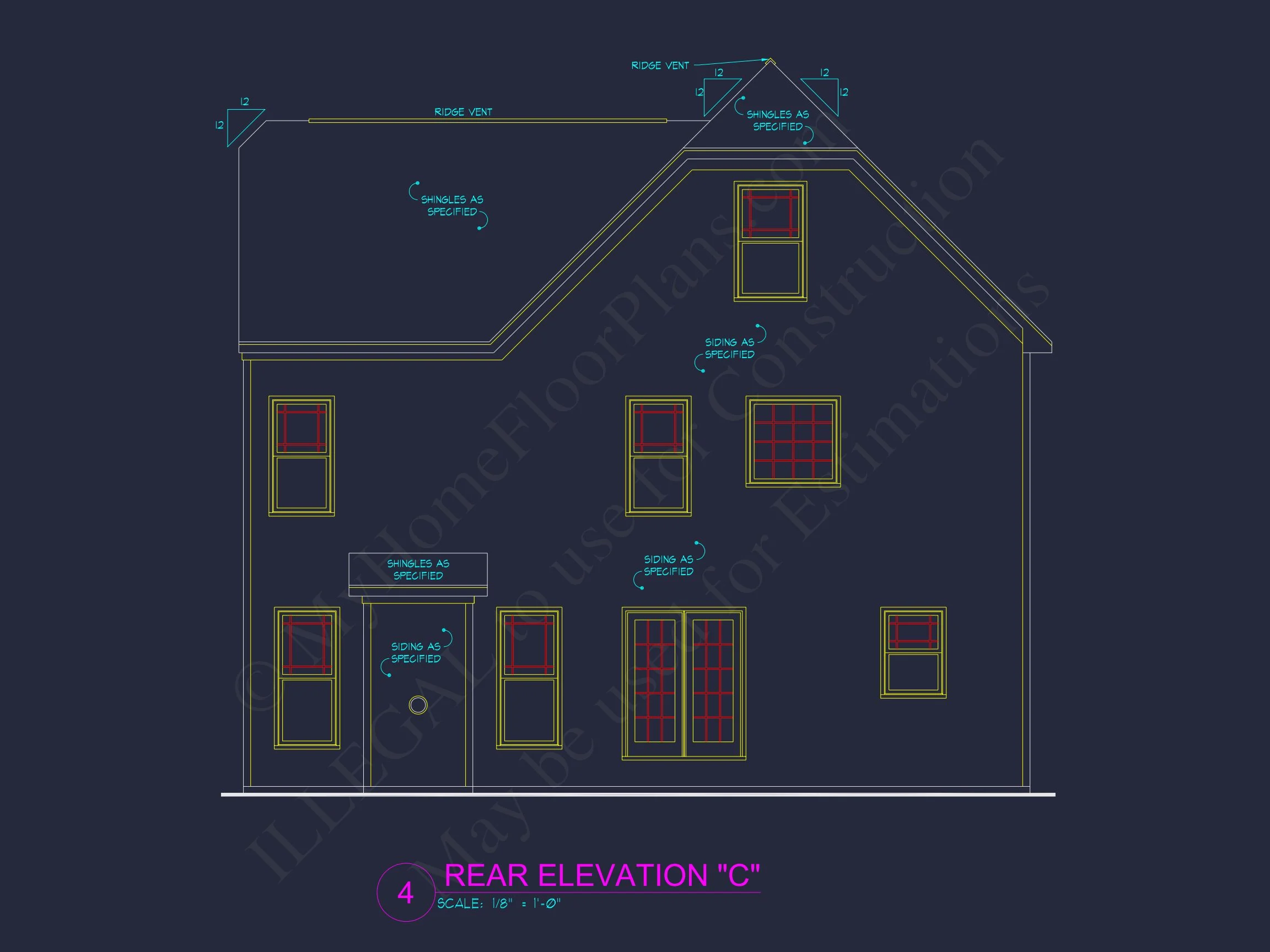 Craftsman house Plan with 4 Bedrooms, 3 Baths, and CAD Designs