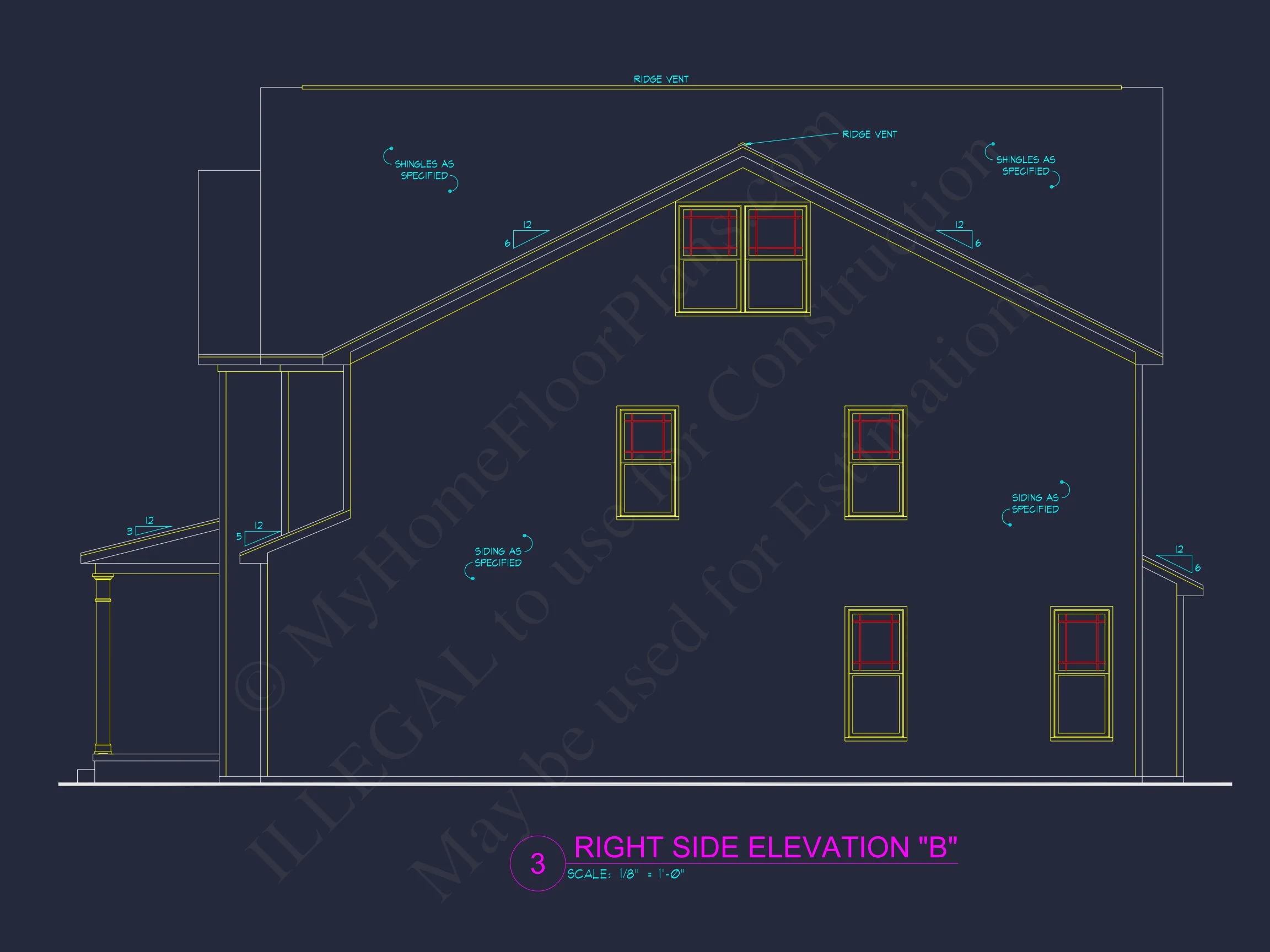 Craftsman house Plan with 4 Bedrooms, 3 Baths, and CAD Designs